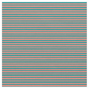 Tissu Lignes de couleur saumon et cyan foncé