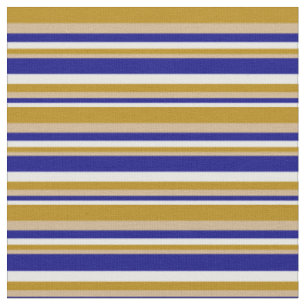 Tissu Lignes d'or blanches, bleues, bronzées et foncées