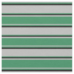 Tissu Lignes Gris, Vert mer et Noir