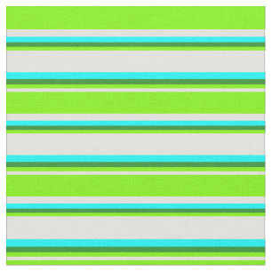 Tissu Lignes Jaune clair, Vert, Vert forestier et Cyan