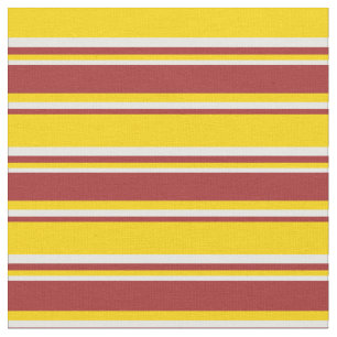 Tissu Lignes jaunes, Brown et blanches