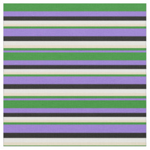 Tissu Lignes pourpres, vert forêt, bronzage, blanc et no
