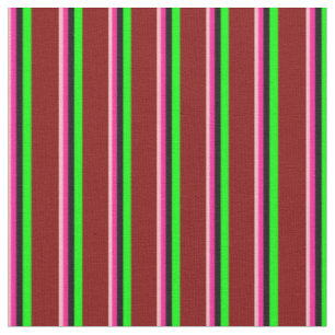 Tissu Lignes rose clair, rose profonde, noir, citron ver
