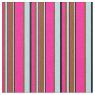 Tissu Lignes roses profondes, noires, bleues en poudre e