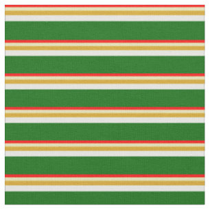 Tissu Lignes rouges, Tan, Goldenrod, White et Dark Green