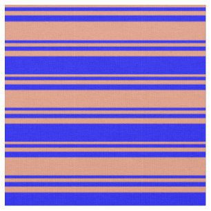 Tissu Lignes Saumon et bleu foncé