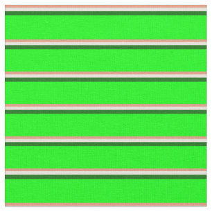 Tissu Lignes Saumon foncées, Beige, Vert foncé & Lime
