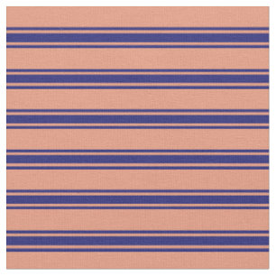 Tissu Lignes Saumon foncées et bleu nuit