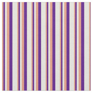 Tissu Lignes Saumon foncées, Indigo et Beige