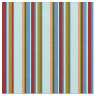 Tissu Lignes Saumons turquoise, bleue, marron, verte et