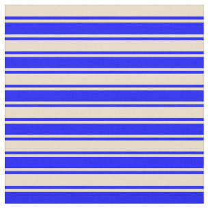 Tissu Lignes Tan et Bleu
