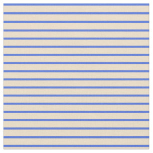 Tissu Lignes Tan & Royal Bleu