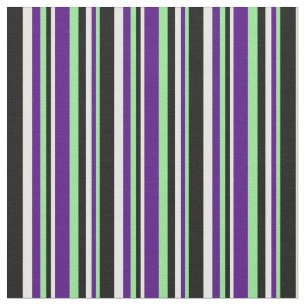Tissu Lignes vert clair, Indigo, Blanc et Noir