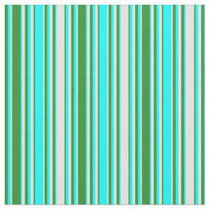 Tissu Lignes vert forêt, aqua et couleur cyan clair