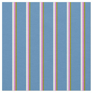 Tissu Lignes vertes, orchidées, beiges et bleues