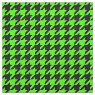 Tissu Lime Green, Black Houndstooth Motif #2M