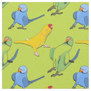 Tissu Lime Green Parrot Joueur indien Ringneck Motif