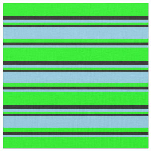 Tissu Lime, Sky Blue & Black Motif