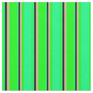 Tissu Lime, Vert, Noir & Tan Motif rayé