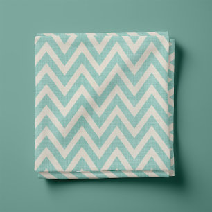 Tissu Lin rustique Beige et Aqua Chevron