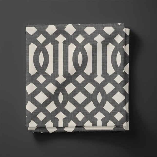 Tissu Lin rustique Trellis beige et gris charbon (Créateur téléchargé)