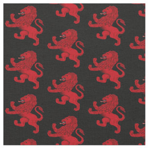 Tissu Lion effréné rouge de l'Ecosse sur le noir