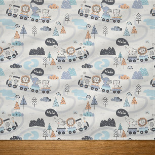 Tissu Lion Éléphant Tigre Train Animalier Aventure