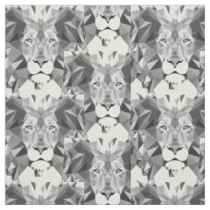 Tissu Lion géométrique argenté