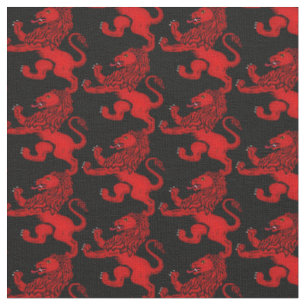 Tissu Lion rampant rouge écossais en noir