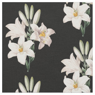 Tissu Lis blancs vintages floraux