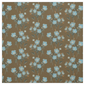 Tissu Little Blue Oubliez-Moi Pas Les Fleurs Sur Brown