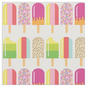 Tissu - Lollies de glace rose, verte et jaune