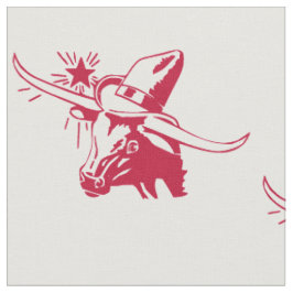 Tissu Longhorn Steer Head Avec Cowboy Texas Red