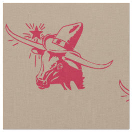 Tissu Longhorn Steer Head Avec Cowboy Texas Red