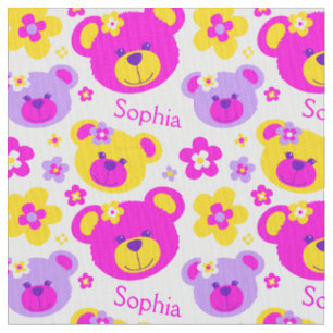Tissu L'ours de nounours fait face au motif blanc jaune