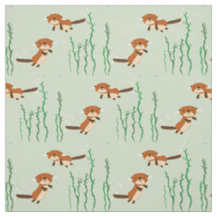 Tissu Loutres nageant