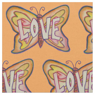 Tissu Love Butterfly Inspirational Word Fabric Material