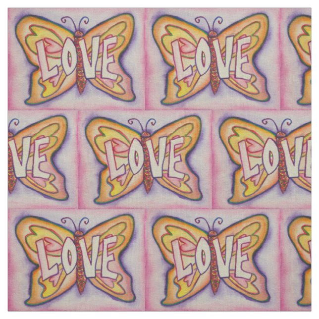 Tissu Love Pink Butterfly Inspirational Fabric Material (Échantillon)