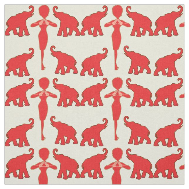 Tissu Lucky Red Elephant (Échantillon)