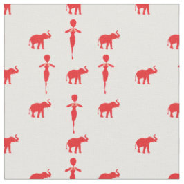 Tissu Lucky Red Elephant