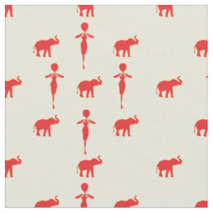 Tissu Lucky Red Elephant