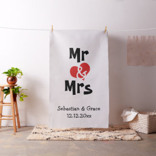 Tissu M. et Mme Heart Mariage personnalisé Contexte phot