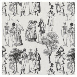 Tissu macabre halloween régence squelette toile