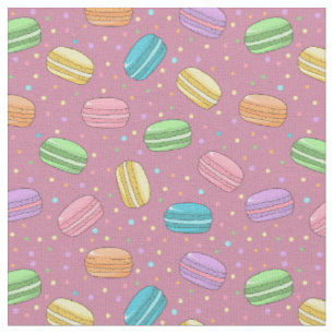 Tissu Macarons français Dusty Rose Dessert Motif