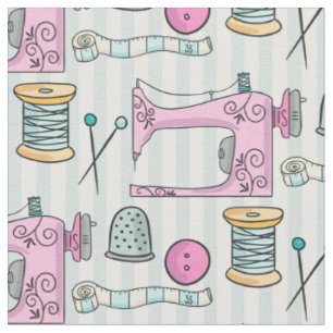 Tissu Machine à coudre - les métiers roses cousent