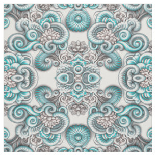 Tissu Magnifique Aqua Grey unique en blanc carrelé
