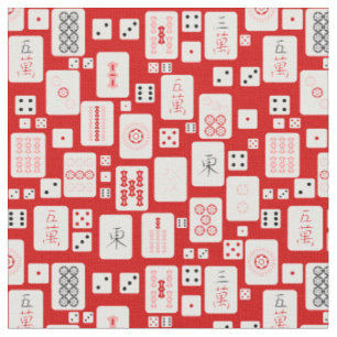 Tissu mahjong rose rouge carreaux chinois jeu asiatique