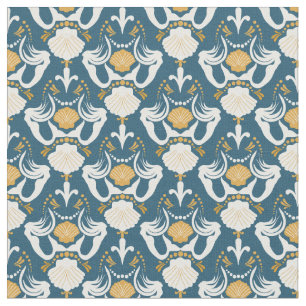 Tissu Maïs et coquillages Damas