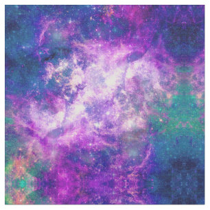 Tissu Majestic Teal Purple Starry Space Nebula