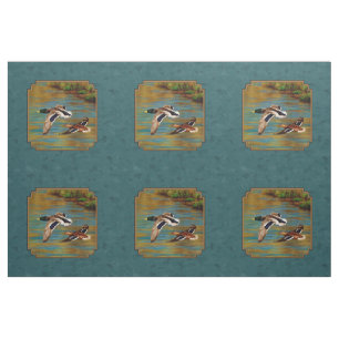 Tissu Mallard Canards en vol Turquoise